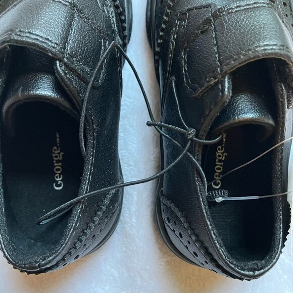 George Toddler Size 6 Black Oxford Velcro Dress Shoes NWT Holiday Boy - Picture 9 of 12